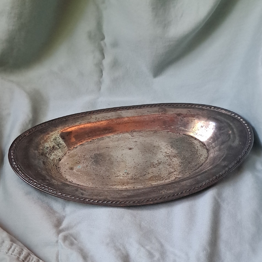 Vintage Silver Oval Serving Tray